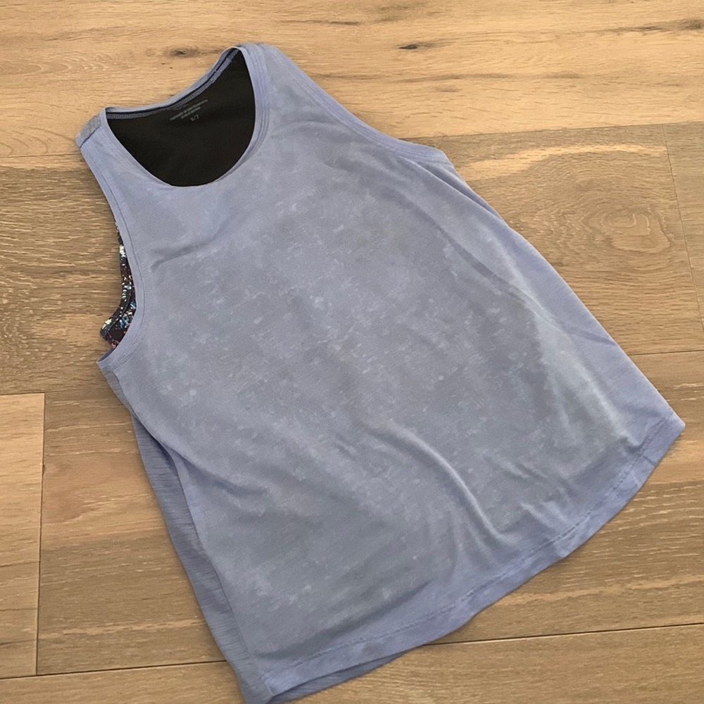 Athleta girls double layer athletic tank lavender multi size small 7